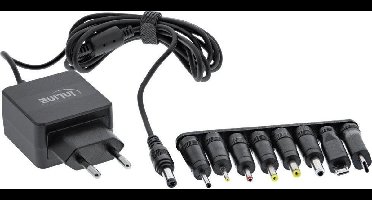 Universele voedingsadapter 5V / 3A / 15W met 8 verwisselbare pluggen / zwart - 1,8 meter