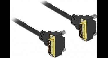 DVI-D Dual Link monitor kabel - 2x haaks - verguld / zwart - 1 meter