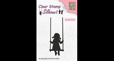 SIL045 Clear stamps silhouette - meisje op schommel - Nellie Snellen stempel schommelen