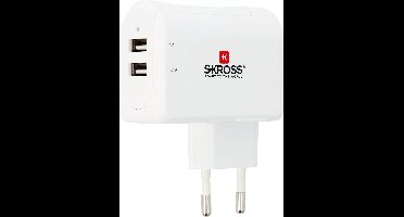 SKROSS Reisstekker Europa 2x USB (Side Connection)