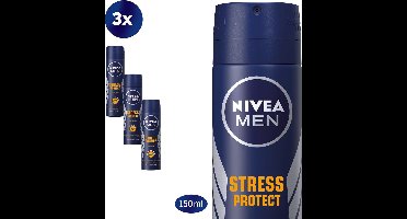 NIVEA MEN Stress Protect Deodorant Spray - 3 x 150 ml - Voordeelverpakking