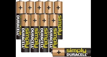 Duracell - Duracell Simply Alkaline AAA Batterijen 10 Stuks Zwart/Bruin - 30 Dagen Niet Goed Geld Terug