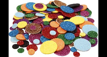 EVA Foam cirkels, d: 12+20+32 mm, 1000 assorti