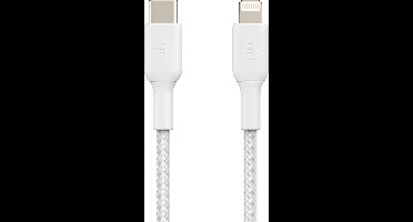 Belkin Braided iPhone Lightning naar USB-C kabel - 1m - wit