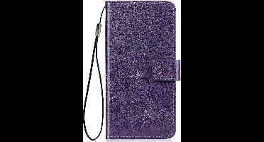 Shop4 - Nokia 3.2 Hoesje - Wallet Case Bloemen Patroon Paars