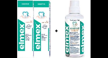 ELMEX Sensitive Voordeel set 2 x Tandpasta + Mondwater 400 ml