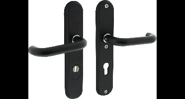 Intersteel Veiligheidsbeslag ovaal met kerntrekbeveiliging profielcilindergat mat zwart 92 mm achterdeurbeslag