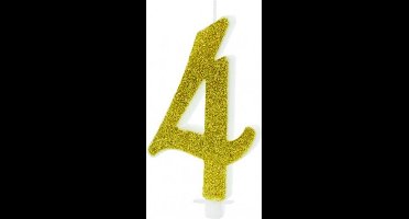 PartyDeco - Verjaardagskaars 4 Glitter Goud