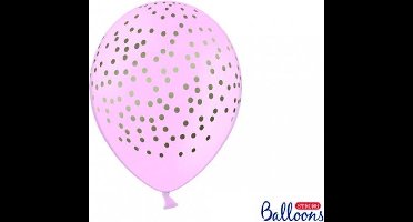 Partydeco - Ballonnen Baby roze dots goud 50 stuks