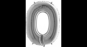 Folieballon - Cijfer 0 - Zilver - Grabo balloon - 35cm