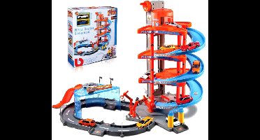 Bburago Mega Dealer Showroom BBURAGO MOTOR GROUP   2 cars 1:43 blauw/oranje