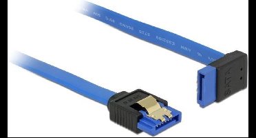 SATA datakabel - recht / haaks naar boven - plat - SATA600 - 6 Gbit/s / blauw - 0,30 meter