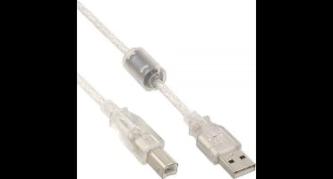 USB naar USB-B kabel - USB2.0 - tot 2A / transparant - 1 meter