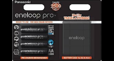 4 Stuks Panasonic Eneloop Pro Mignon AA 2500 mAh + Accubox