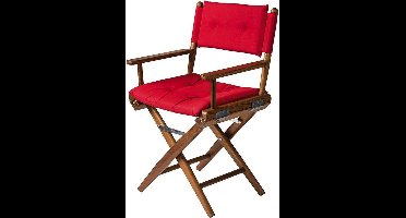 Regisseursstoel Teak DeLuxe met Forza Rood kussenset (Geolied)