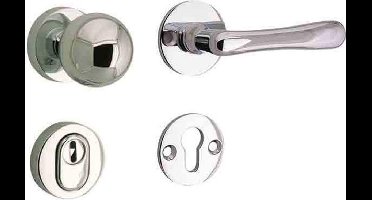 Veiligheidsgarnituur - Nikkel gepolijst - Mi Satori - Mi Satori knop/kruk op - SKG Linea glans nikkel / glans chroom rechts