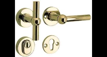 Veiligheidsgarnituur - Messing ongelakt - Mi Satori - Mi Satori knop/kruk op - SKG Chemin de Fer messing ongelakt rechts