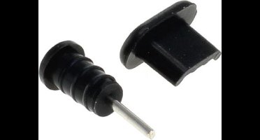 Afsluit cover / Poortbeschermer voor USB Micro B en 3,5mm Jack poort / zwart