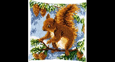 Vervaco - Kruissteekkussen kit - Eekhoorn in dennenboom - PN-0197046 - Borduren - Borduurpakket - Borduurpakket volwassenen - Borduurpakket kind