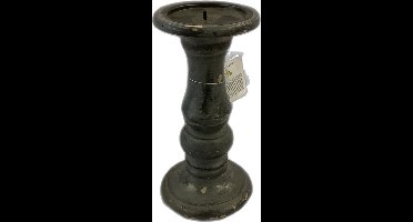 KSD kandelaar hout grijs 11x22 cm