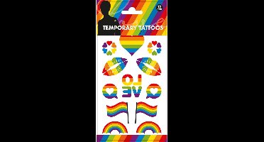 Body Tattoo’s Rainbow – Neptattoo – Pride – Regenboog Tattoo | Tijdelijke Tatoeage | Pride Week – 12 stuks op vel.