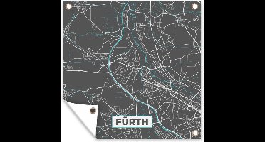 Tuinposters Plattegrond – Fürth– Blauw – Stadskaart – Kaart - Duitsland - 50x50 cm - Tuindoek