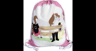 Gymtas - schooltas - reistas - sporttas - zwemtas - kinderrugzak - paarden - 40x32cm - machinewasbaar - paardrijden - paardenmeisje - paardrijles - reizen - vakantie - zwemdiploma - zwemles
