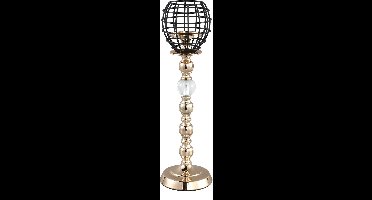 PTMD Giano metalen kandelaar windlicht goud met zwart kaarsenhouder - Gold metal glass candleholder black cup L