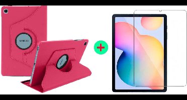 Hoesje Geschikt Voor Samsung Galaxy tab S6 lite 2022 Hoes Pink Draaibare Hoesje Case Cover tablethoes - Hoesje Geschikt Voor Samsung Galaxy Tab s6 lite 2022 Hoes 360 graden draaibaars bookcase
