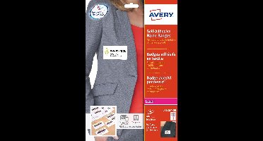 Badge etiket Avery 80x50mm - wit - rood kader NP doos 20 vel