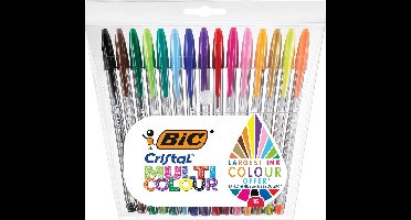 Balpen Bic Cristal multicolour etui à 15 kleuren | 20 stuks