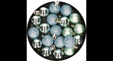 60x stuks kleine kunststof kerstballen mint groen - Mat/glans/glitter - Onbreekbare plastic kerstballen - Kerstversiering