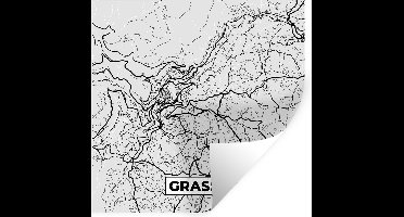 Muurstickers - Sticker Folie - Kaart - Stadskaart - Grasse - Plattegrond - Frankrijk - 30x30 cm - Plakfolie - Muurstickers Kinderkamer - Zelfklevend Behang - Zelfklevend behangpapier - Stickerfolie