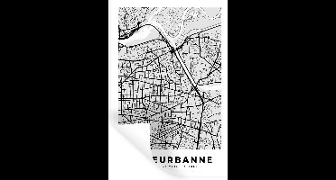 Muurstickers - Sticker Folie - Frankrijk - Villeurbanne - Stadskaart - Plattegrond - Kaart - 20x30 cm - Plakfolie - Muurstickers Kinderkamer - Zelfklevend Behang - Zelfklevend behangpapier - Stickerfolie