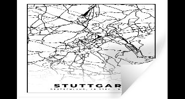 Muurstickers - Sticker Folie - Stuttgart - Stadskaart - Plattegrond - Kaart - 30x20 cm - Plakfolie - Muurstickers Kinderkamer - Zelfklevend Behang - Zelfklevend behangpapier - Stickerfolie