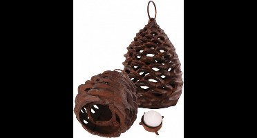 lantaarn dennenappel 12,8 cm gietijzer roestbruin