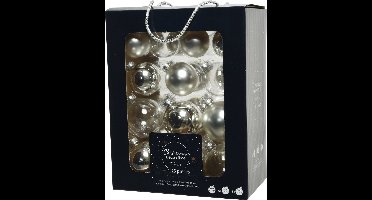 Decoris Kerstballen - 26 stuks - glas - zilver - 5-6-7 cm