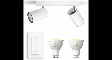 Philips Hue Kosipo Opbouwspot (Wit) - Warm tot Koelwit Licht - Incl. Hue Dimmer Switch - Plafondspot met 2 Lichtpunten - GU10 - Hue White Ambiance