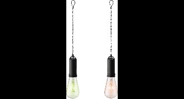 Set van 2x stuks groene en roze solar tuinverlichting hanglampen kunststof 20 cm