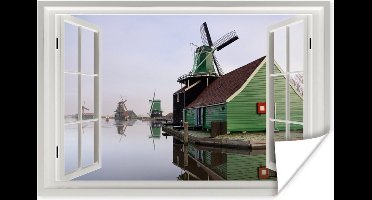 Poster Doorkijk - Huis - Molen - 30x20 cm