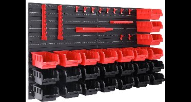 Deuba Wandrek - Stapelboxen 86 delig Gereedschaphouder 190x54 - Zwart