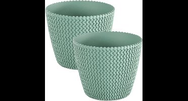 Prosperplast Plantenpot/bloempot Splofy - Pakket van 4x stuks - mint groen - kunststof - D16 x H13 cm - binnen/buiten - stijlvol