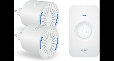 ELRO DB2000 Draadloze Deurbel Set – met 2 Compacte Plug-In Ontvangers - Bereik 200 meter - IP65 Waterdicht - 64 Melodieën - Wit