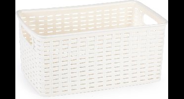 Plasticforte Opbergmand - Kastmand - rotan kunststof - creme wit - 5 Liter - 15 x 28 x 13 cm