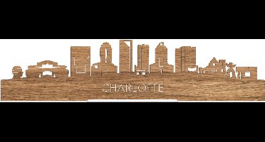 Standing Skyline Charlotte Eikenhout - 40 cm - Woon decoratie om neer te zetten en om op te hangen - Meer steden beschikbaar - Cadeau voor hem - Cadeau voor haar - Jubileum - Verjaardag - Housewarming - Aandenken aan stad - WoodWideCities