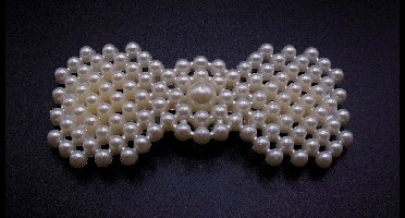 Klik-klak haarspeldje creme strik-vorm met parel - Communie