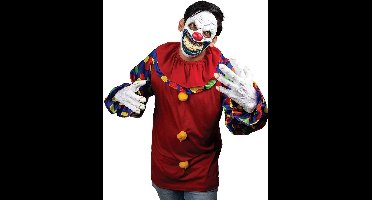 Partychimp Clown Gezichtsmasker Met Handen Halloween Masker voor bij Halloween Kostuum Volwassenen - Latex- Onesize