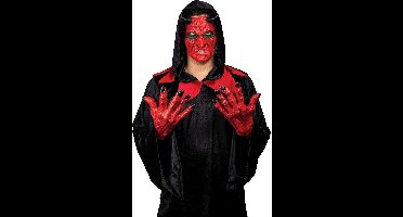 Partychimp Devil Gezichtsmasker Met Handen Halloween Masker voor bij Halloween Kostuum Volwassenen - Latex- Onesize