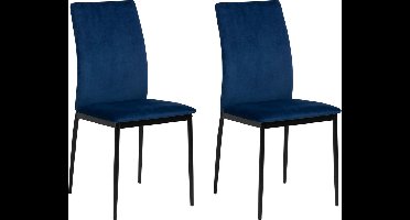 Giga Living Eetkamerstoel Grondal - Donkerblauw - Zithoogte 48,5cm - Set van 4