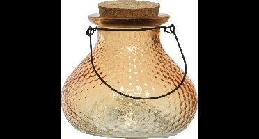 Decoris wespenvanger/wespenval met hengsel - glas - perzik oranje - D14 x H13 cm